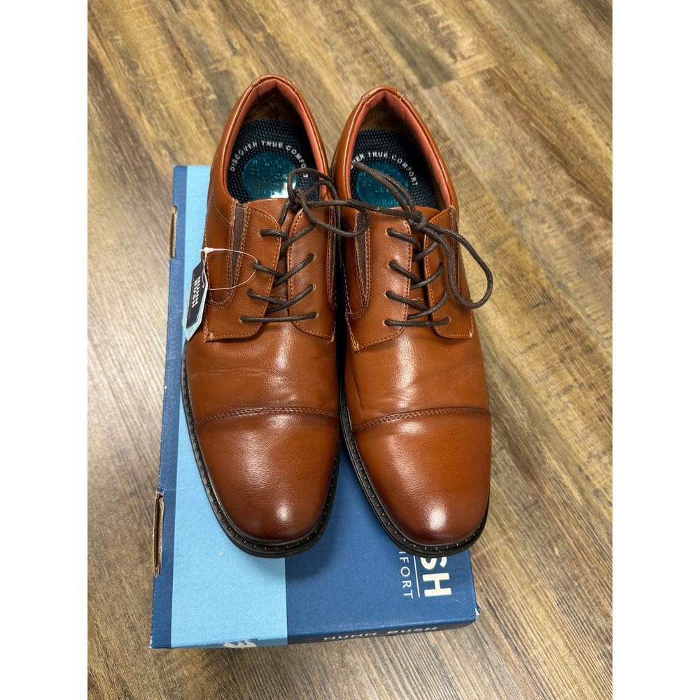 Nunn Bush Mens Cognac Brown Cap Toe Oxford Comfort Gel Dress Shoes 10.5